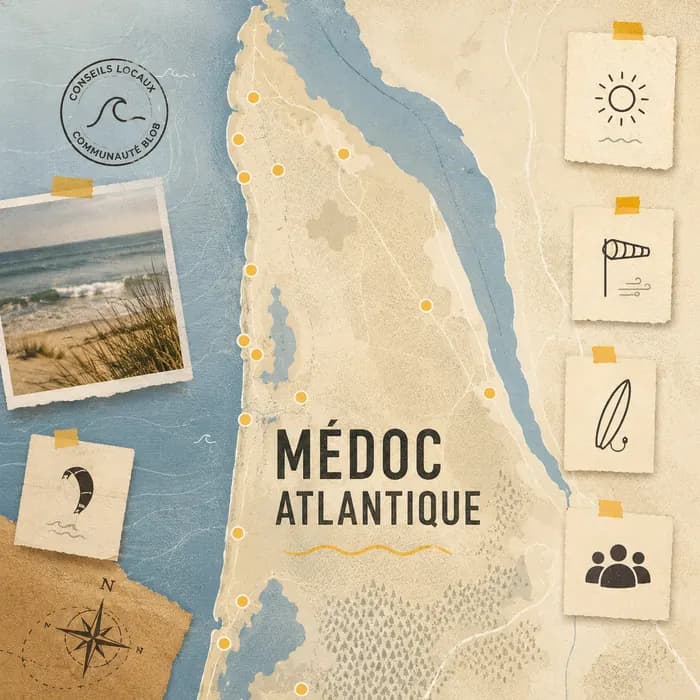 Kitesurf en action dans le Médoc Atlantique